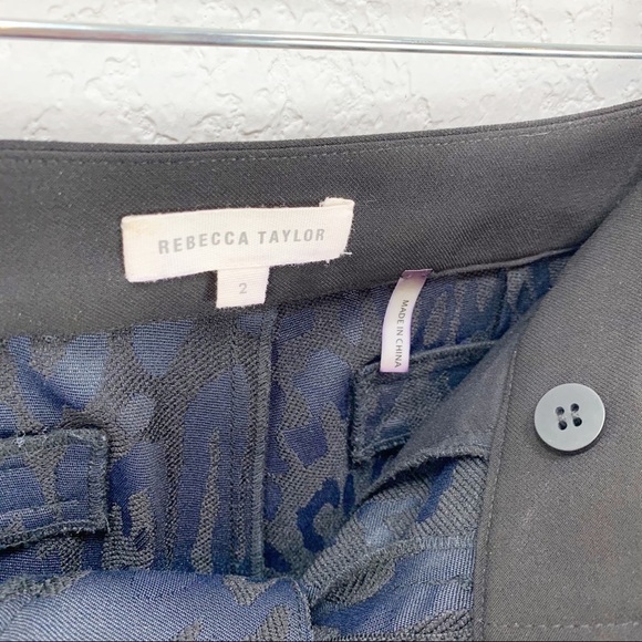 Rebecca Taylor Leopard Print Brocade Pants Navy - Picture 6 of 9